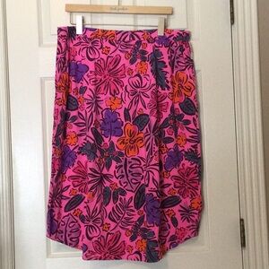 Vintage Fresh Produce long Avery Sketched Floral XXL skirt Flamingo pink